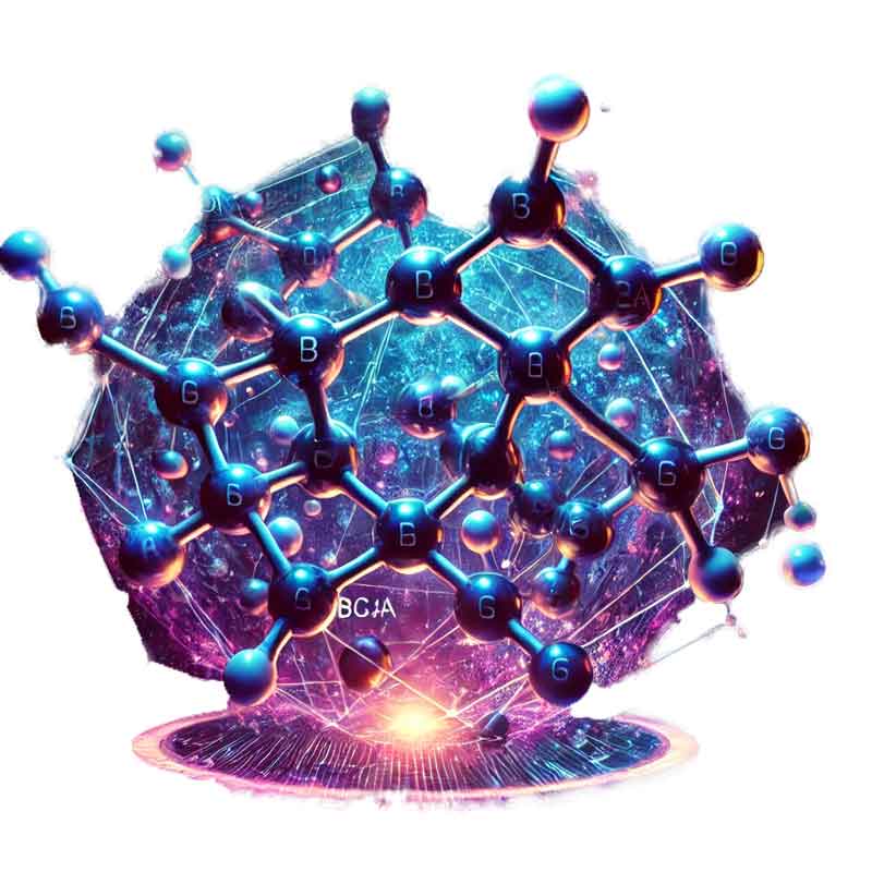 Futuristisk og symbolsk fremstilling av BCAA (leucin, isoleucin og valin) – Rain Form