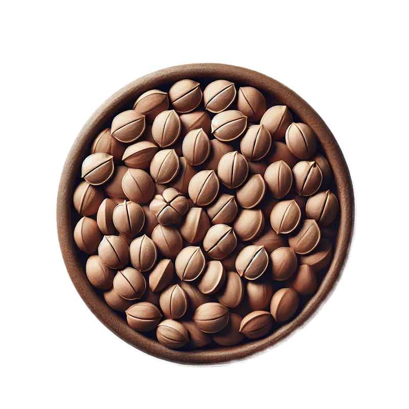 Sacha Inchi-frø i en bolle sett ovenfra, lysebrune og lett ovale frø – Rain Form